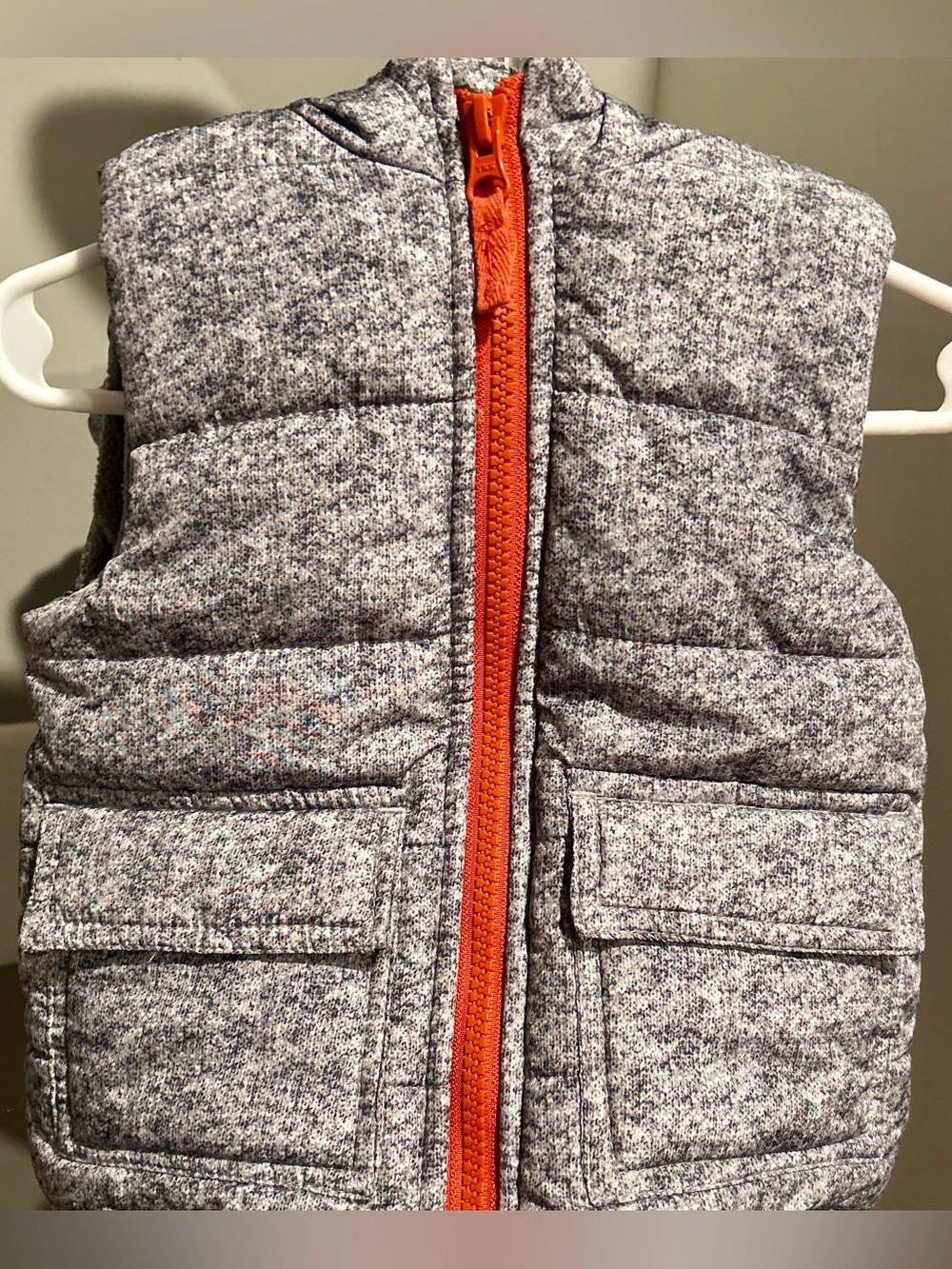 Little Me baby puffer vest-orange zipper